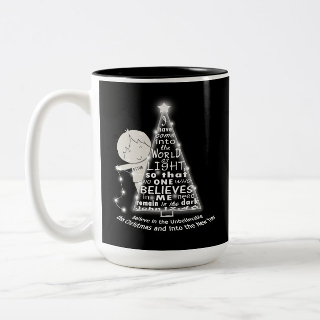 Lighting the Tree Two-Tone Coffee Mug (Left)