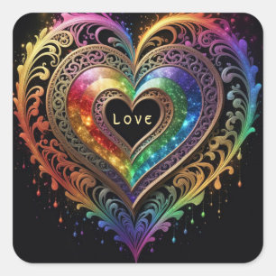 Lighting the Way with Love. AI Fantasy Digital Art Square Sticker