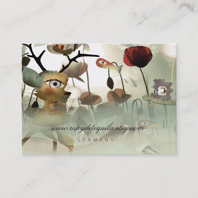 Lighting Transparency Deer Poppies Field Business  Card (Front)