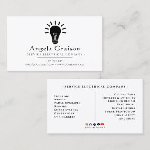 Lighting, Wiring, Professional Electrician Business Card