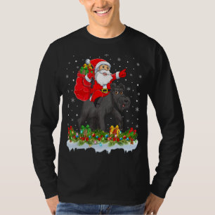 Lighting Xmas Funny Santa Claus Riding Schnauzer C T-Shirt