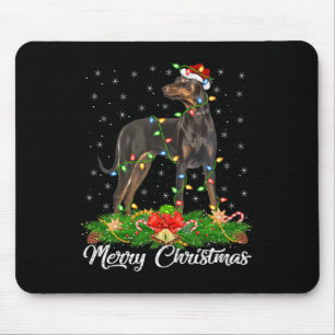 Lighting Xmas Matching Santa Hat Doberman Pinscher Mouse Pad