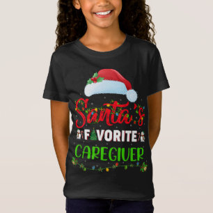Lighting Xmas Santa's Favourite Caregiver Christma T-Shirt