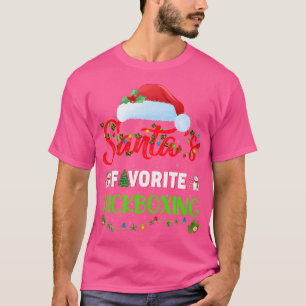 Lighting Xmas Santa'S Favourite Kickboxing Christm T-Shirt