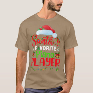 Lighting Xmas Santas Favourite Piano Player Christ T-Shirt