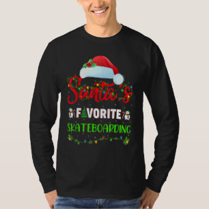 Lighting Xmas Santa's Favourite Skateboarding Chri T-Shirt