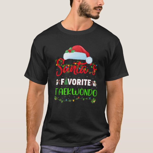 Lighting Xmas Santa's Favourite Taekwondo Christma T-Shirt (Front)