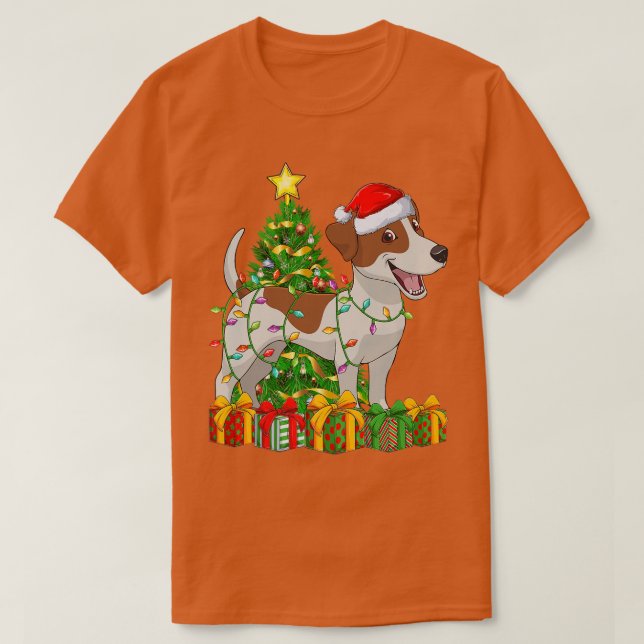 Lighting Xmas Tree Matching Jack Russell Terrier C T-Shirt (Design Front)