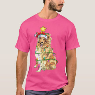 Lighting Xmas Tree Matching Santa Rough Collie Chr T-Shirt