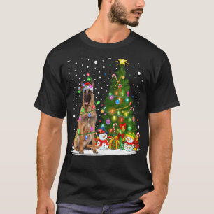 Lighting Xmas Tree Santa Belgian Malinois Dog Chri T-Shirt