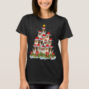 Lighting Xmas Tree Santa Christmas Rough Collie Do T-Shirt