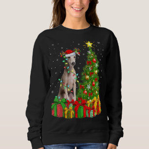 Lighting Xmas Tree Santa Hat Italian Greyhound Dog Sweatshirt