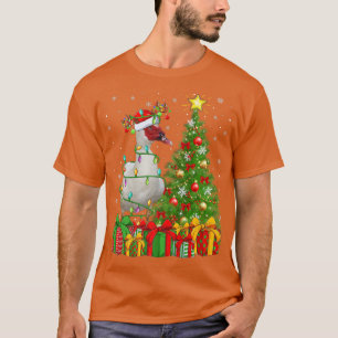Lighting Xmas Tree Santa Hat Muscovy Duck Bird Chr T-Shirt