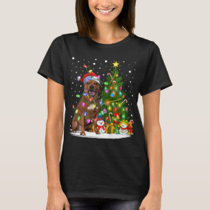 Lighting Xmas Tree Staffordshire Bull Terrier Dog T-Shirt