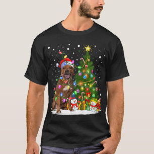 Lighting Xmas Tree Staffordshire Bull Terrier Dog  T-Shirt