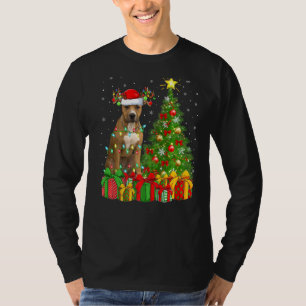 Lighting Xmas Tree Staffordshire Bull Terrier Dog T-Shirt