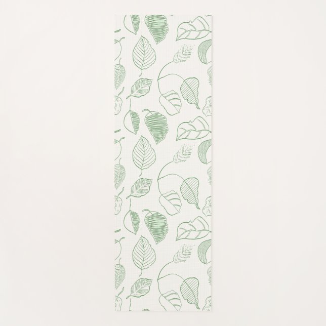 Lightleaf Flow Monochromatic Leafy Green Off-White Yoga Mat (Front)