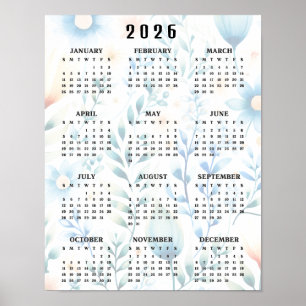 Lightly Floral Design 20256Wall Calendar Poster