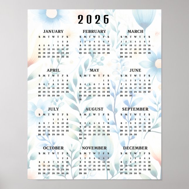 Lightly Floral Design 20256Wall Calendar Poster (Front)