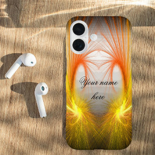 Lightning abstract, orange and black  iPhone 16 case