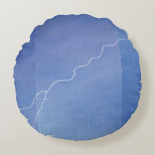 Lightning Across Glass Building Round Cushion