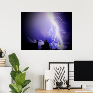 Lightning Among a Dark Blue Sky Poster
