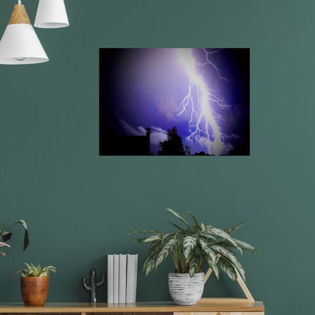 Lightning Among a Dark Blue Sky Poster (Living Room 1)