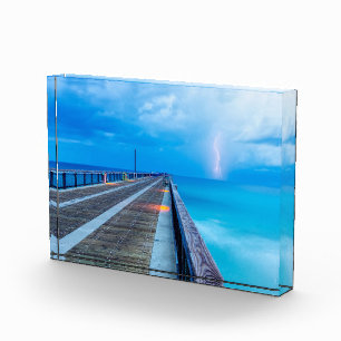Lightning At Navarre Beach Pier Photo Block