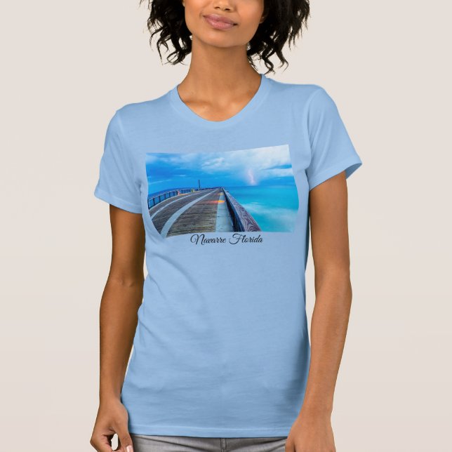 Lightning At Navarre Beach Pier T-shirt (Front)