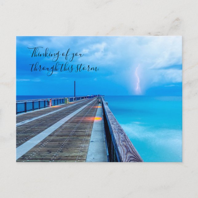 Lightning At Navarre Beach Thinking Of You Postcard (Front)