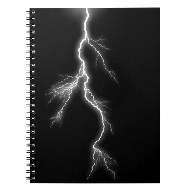 Lightning Bolt, Black Sky Spiral Notebook (Front)