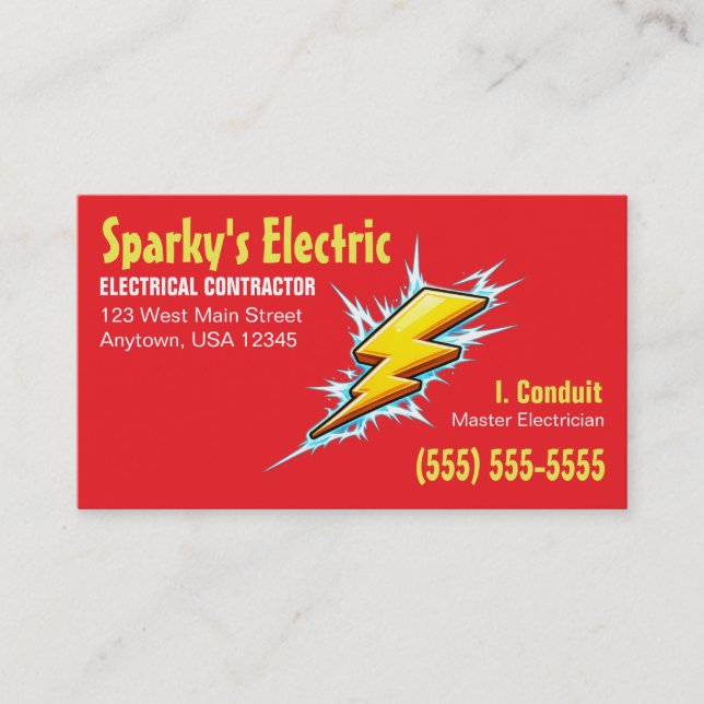 Lightning Bolt | Electrician / Contractor  Business Card (Front)