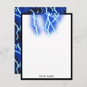Lightning Bolt Electricity Thunderstorm Night Sky Card