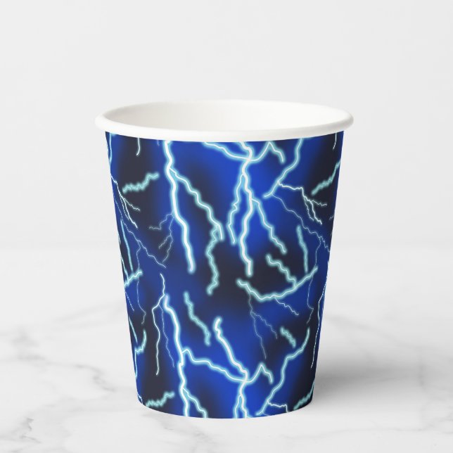 Lightning Bolt Electricity Thunderstorm Night Sky Paper Cups (Front)