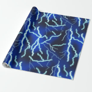 Lightning Bolt Electricity Thunderstorm Night Sky Wrapping Paper
