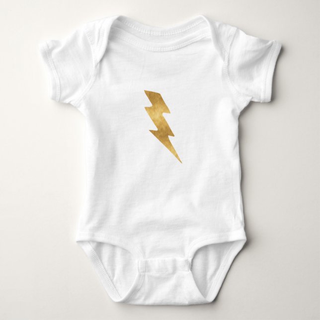 Lightning Bolt in Metallic Gold Baby Bodysuit (Front)