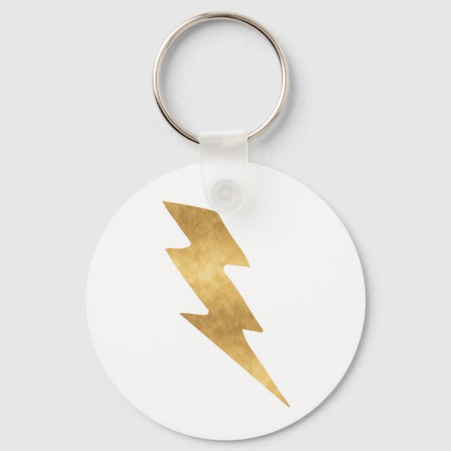 Lightning Bolt in Metallic Gold Key Ring (Front)