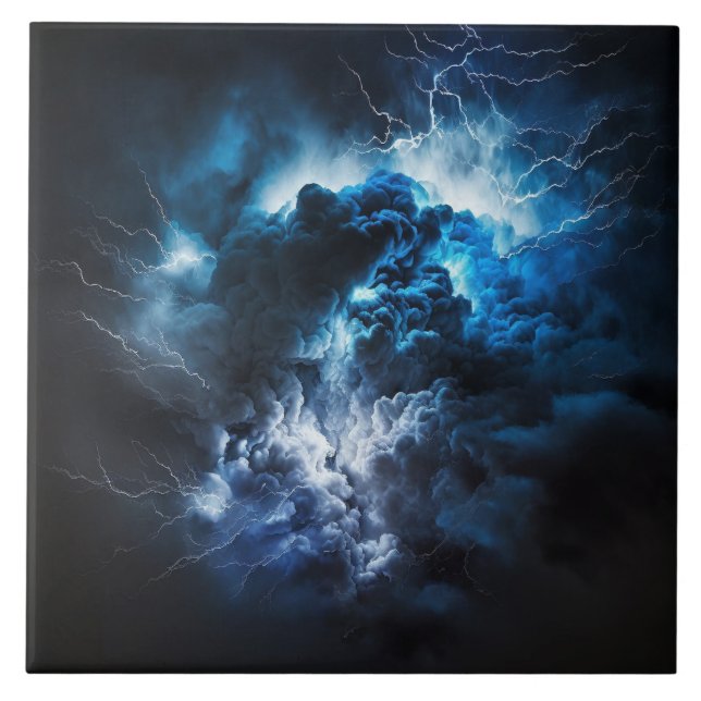 Lightning Bolt on Black Cloud Background landscape Tile (Front)