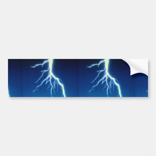 Lightning bolt over blue background bumper sticker (Front)