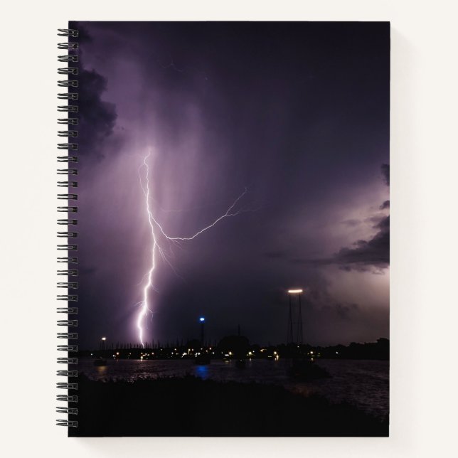 Lightning Bolt Over Harbour City Notebook (Front)
