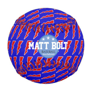 lightning bolt red&blue personalised baseball