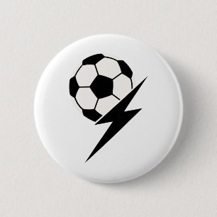Lightning Bolt Soccer Coach Instructor Or Team Lea 6 Cm Round Badge