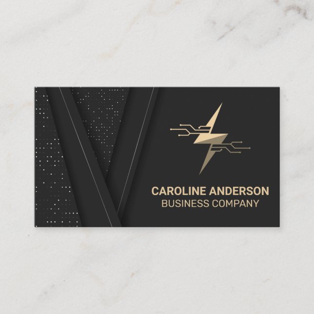 Lightning Bolt Tech Logo Business Card (Front)