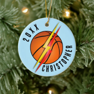 Lightning Bolts Basketball Christmas Ceramic Tree Decoration