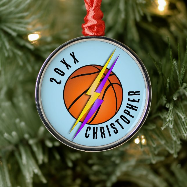 Lightning Bolts Basketball Christmas Metal Tree Decoration (Tree)