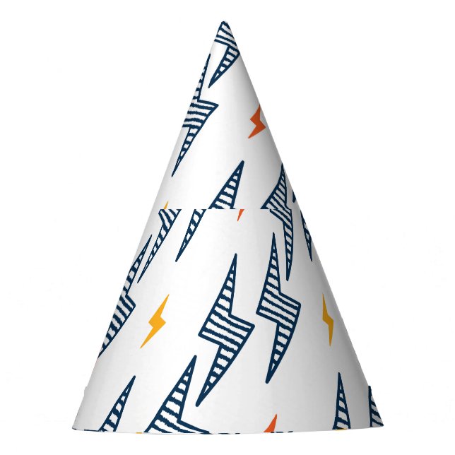 Lightning Bolts Doodle Seamless Flash Party Hat (Front)