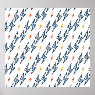 Lightning Bolts Doodle Seamless Flash Poster