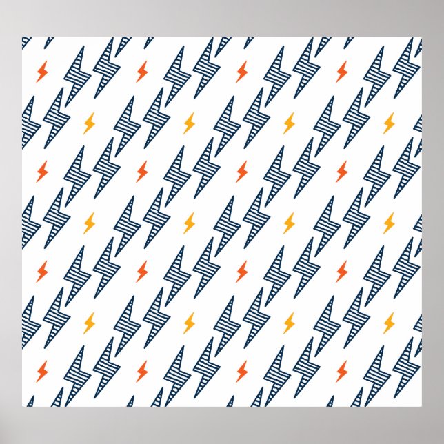 Lightning Bolts Doodle Seamless Flash Poster (Front)
