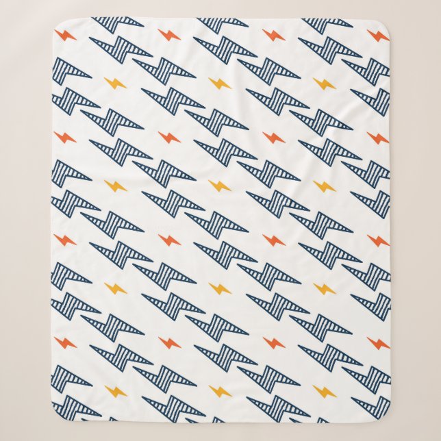 Lightning Bolts Doodle Seamless Flash Sherpa Blanket (Front)