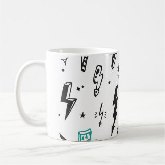 Lightning bolts, hand-drawn doodle set. coffee mug